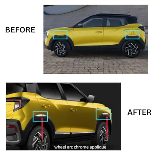 Image of Mpowers' Accessory For Mahindra XUV 3XO | OEM Quality 6PC Chrome Fender Wheel Arch Trim - Easy 3M Adhesive Installation - Non-Corrosive, Long-Lasting Chrome Finish