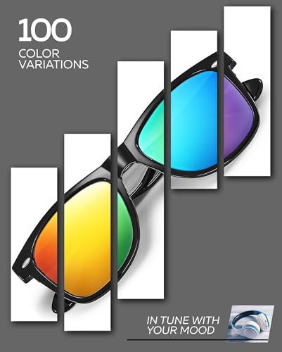 Image of Retro Rewind Polarized Sunglasses for Women Men - UV400 Classic Square Vintage Shades Trendy Unisex Sun Glasses