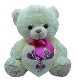 LOYFER Oso de Peluche 45cm Color Beige Regalo para Día de San Valentín con un corazón con Mensaje Love sensación de Felpa Muy Suave (Rosa)