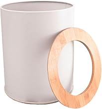 Oikos - Lixeira Redonda 8L de Metal com Tampa Vazada de Bambu