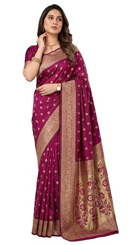 Image of C J Enterprise Women's Banarasi Saree Pure Kanjivaram Style Silk Saree With Blouse Piece for Wedding (Pari-160)