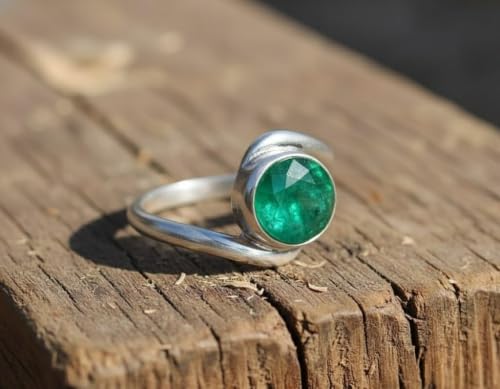 Image of 55Carat Choose Your Color Natural Gemstone Silver Statement Rings for Gift Corssover Style Size 5 to 12