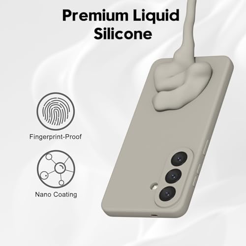 Image of DIZORO Microfiber Candy Case Compatible with Samsung S26 Plus 5G Smooth Touch Cushion Liquid Soft Silicone Gel Rubber Phone Cases Non-Slip Full Body Protective Shockproof Back Cover - Titanium