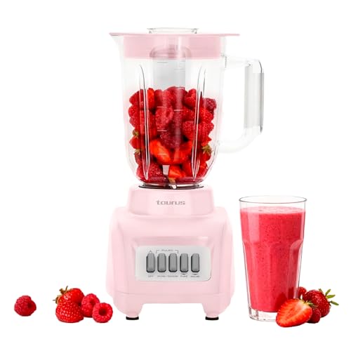 Catálogo de licuadora tefal los mejores 5. 39 TAURUS HALEY RIBBON | Licuadora 500W* de 4 Velocidades | Vaso de plástico 1.65L* | Sistema Easy Fit Seguro y Duradero | Cuchillas desmontables | Potencia y Control para Preparar...