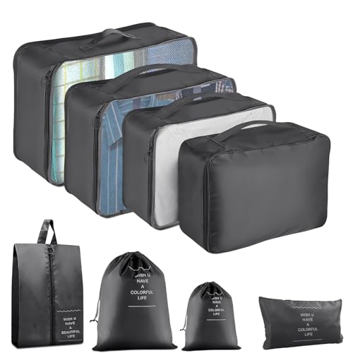 YEEYAA 8-Piece Packing Cubes for Suitcases and Travel