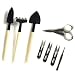 foxany Bonsai Tools Kit 8 Pcs, Succulent Garden Tools Set, Thread Snips, Fold Scissors, Tweezers, Rake & Spades Transplanting Miniature Bonsai Trimming Set for Plants Care