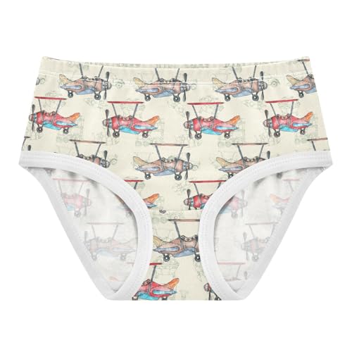 Girls' Underwear Retro Airplane Cotton Stretch Comfort Toddler Panties