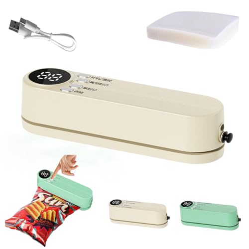 Rightfavour - Mini sellador al vacío inalámbrico, portátil, mini sellador al vacío inalámbrico, recargable por USB, sellador de alimentos de mano con 10 bolsas para aperitivos secos/húmedos