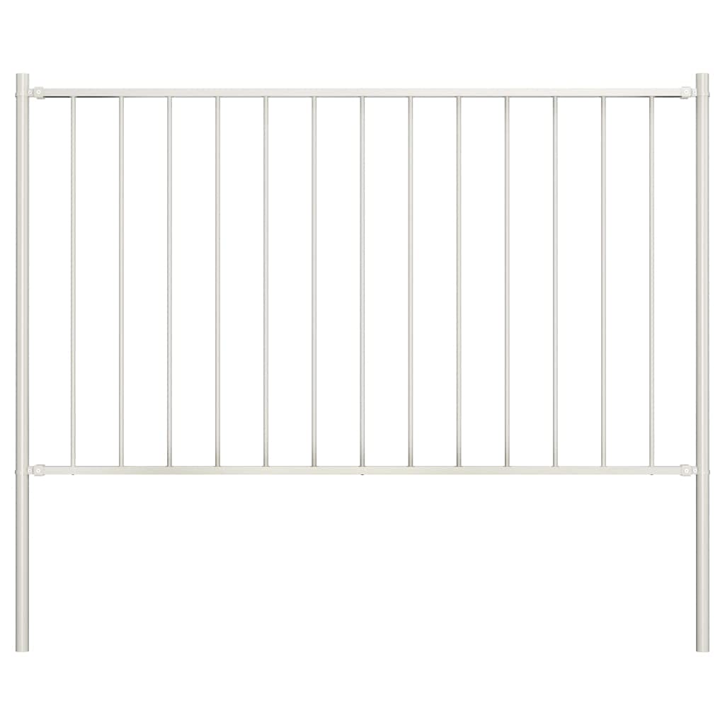 Panel ogrodzeniowy do mebli ze słupkami, stal malowana proszkowo, 1,7 x 1,25 m, biały
