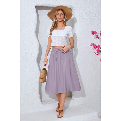 Image of Witsmile Women's Summer Pleated High Waisted Casual Flowy Skirt Pockets