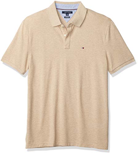 Tommy Hilfiger Men's Short Sleeve Polo Shirt in Custom Fit, E4112 Khaki HTR, SM