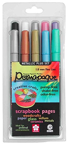 SAKURA 48106 10-Piece Permapaque Assorted Color Metallic Fine Point Opaque Paint Marker Set