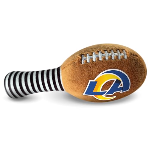 Image of Los Angeles Rams Plush Football Rattle by Smilo - Officially Licensed NFL Baby Rattle Toy - Soft Baby Rattle with Bell - for Babies and Toddlers from 3 Months