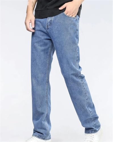 Men's Fashion Baggy Jeans Classic Solid Color Straight Leg Wide Leg Light Denim Pants All Match2