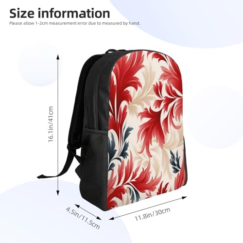 Durable Backpack Floral Red Beige Navy 16Inch Unisex Backpack Gym Casual Daypack for Women Men Gift4