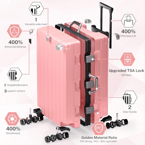 Krute Luggage 28 Inch Aluminum Frame Luggages TSA Lock No Zipper Checked Suitcase with Spinner Wheels Hardshell Lightweight PC+ABS Large Suit Case4