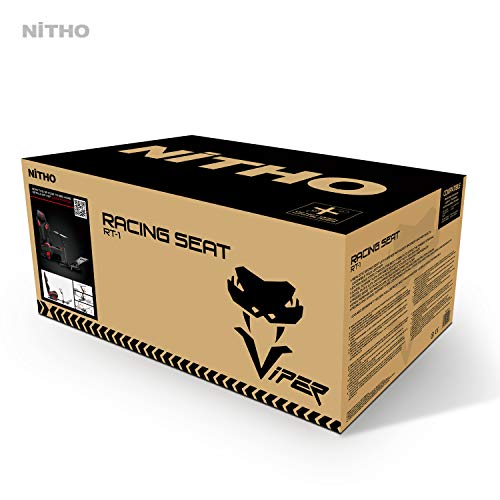 Image of NITHO Viper RT-1 R Extra Solid Racing Seat, Simulator Cockpit Steering Wheel Pedal Stand Supporter, Red /Black