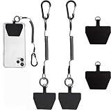JOLIRSBOX Stretchy Phone Lanyard Tether with Patch,2×Stainless Steel Lanyard+4×Phone Case Anchor,Phone Anchor Compatible for iPhone Samsung to Anti-Drop When Outdoor Skiing Hiking Cycling Climbing