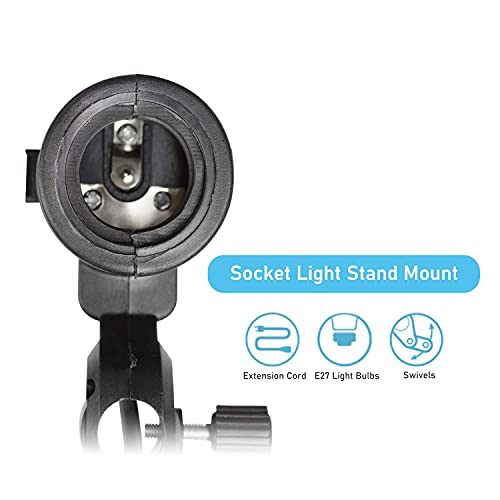 Limostudio, Agg428, 2 Pack Ac Socket, Light Stand Mount Bulb Holder, Umbrella Holder, 10.5 Ft. Cable Longer Than Market Standard For Easy Access And Application #TOP3