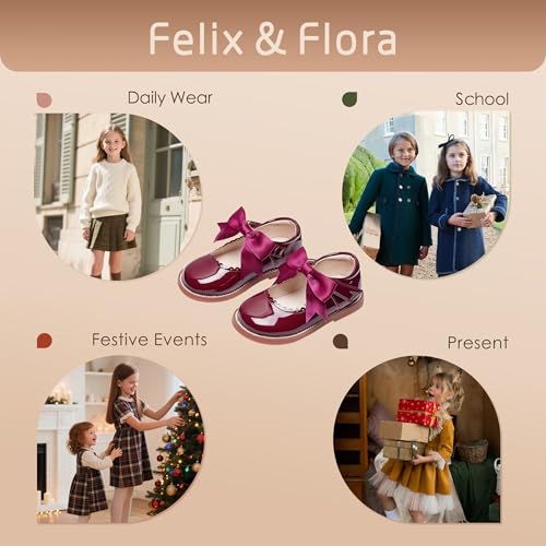 Image of Felix & Flora Toddler Little Girl Mary Jane Dress Shoes - Ballet Flats for Girl Party School Shoes