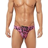 [Casey Kevin] メンズ水着 水泳パンツ ビキニ 競パン スイムブリーフ セクシー 速乾 通気 おしゃれ 水遊び 温泉 ビーチ AK4083 ピンクレオパード柄 1枚 L