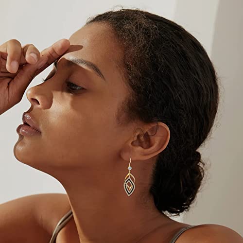 Btoym Dangle Earrings 14K Gold Plated Drop Earrings Double Linear Geometric Round Diamond Boho Earrings For Women Girls (Gold-2) #TOP2