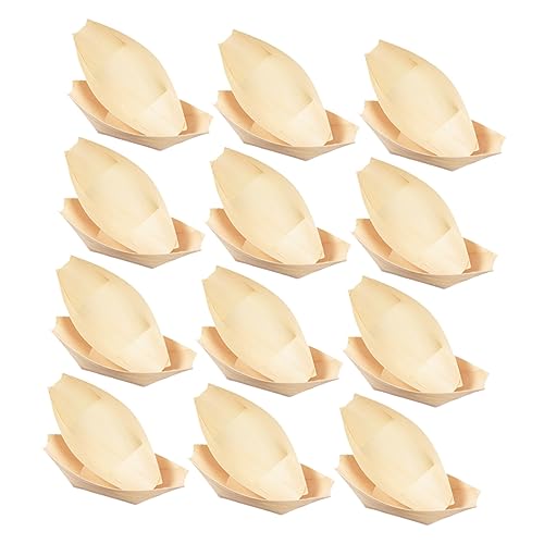 Plato desechable de bote de madera estilo japonés 150 pcs miniatura 1