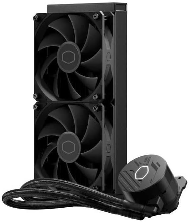 Side view of Cooler Master MasterLiquid 240L Core radiator with two fans attached
