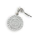 Anhänger für Halsketten Darts Scheibe & Pfeil Anhänger Durchmesser 15mm Sterling Silber 925 (Art. 207001)