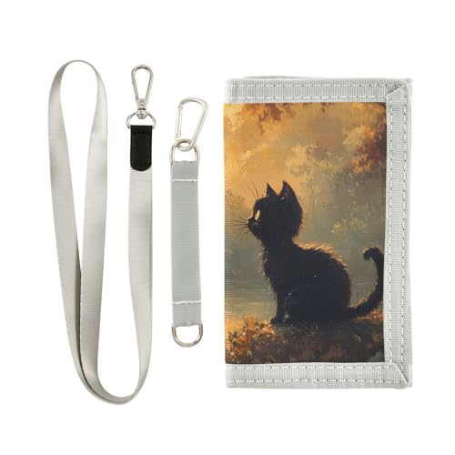 FOLIOSA Kids Wallet for Boys Girls Fantastic Cat Print Youth Wallet with Zipper Pocket Card Holders, Novelty Wallet 4.9×2.9 in