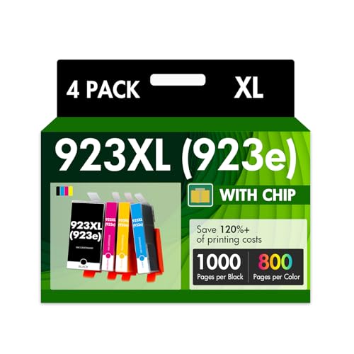 923XL 923 8130e Ink Cartridges Combo Pack with Chip: Replacement for HP Ink 923e 923 923XL for HP923 OfficeJet Pro 8130e 8135e 8139e 8138e 8122e 8120 8124e 8125e 8130 8132e 8134e Printer
