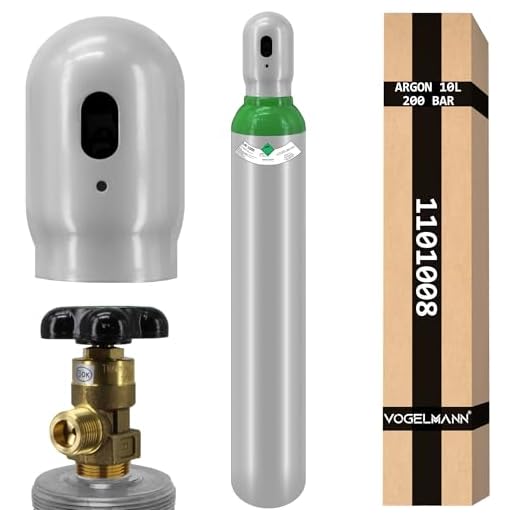 Bombona de gas Argón 4.8 de 10 litros, 200 bares de gas protector para soldadura TIG, argón de alta pureza para soldadura profesional, cilindro de gas rellenable, ideal para soldadura precisa