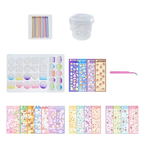 Tsophreniq Kits de calcomanías para álbumes de recortes, cubo de calcomanías y accesorios, proyectos de arte para niños, decoración de cuadernos, artículos de papelería para estudiantes, materiales