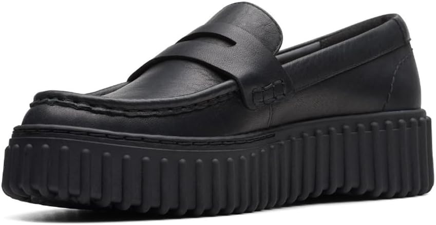 Clarks Unisex Torhill Penny Sneaker, Black Leat, 0 US Women