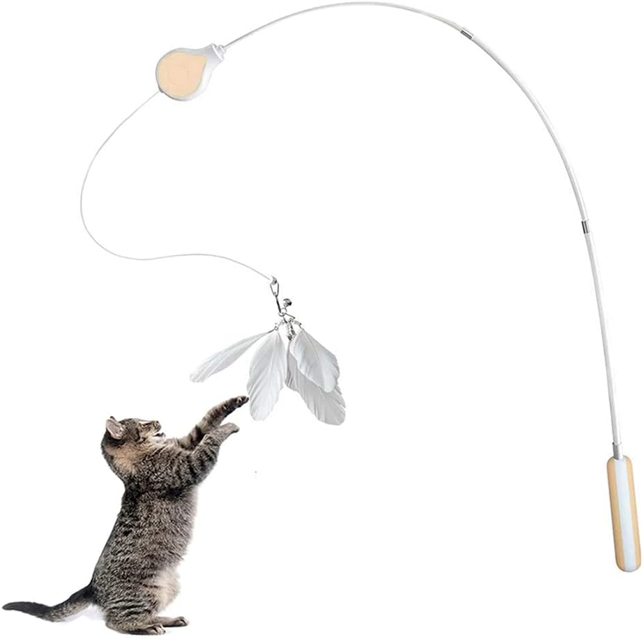 Marchul Retractable Cat Feather Toy, Wand Teasers for Kittens, Interactive Cat Toy for Indoor Cat