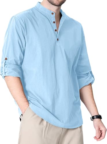 Image of Zombom Cotton Polyester Blend Solid Casual Regular Fit Mandarin /Chinese Collor Short Kurta Shirt for Men
