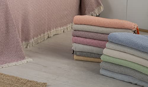 Estoralis | Palermo | Colcha Multiusos de Diseño Moderno | Plaid para Cama y Sofá | Amarillo | Colcha/Cubresofa (230 x 260 cm. AnchoxAlto) | con Fleco