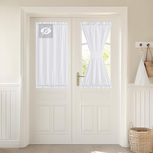 NICETOWN Non See-Through Sheer Door Curtain for Window, Privacy Light Filtering Door Window Covering for Kitchen Office Nursery, Rod Pocket Short Curt