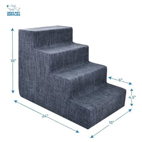 Image of Best Pet Supplies Foam Pet Stairs, Dark Gray Linen