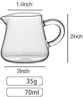 Vista 2 de 4 piezas de jarra de crema de vidrio para servir salsa jarra de crema con asa, 2 onzas