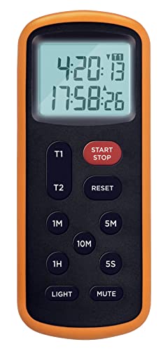Lavatools KT8 Digitale Küche Dual Timer & Stoppuhr, Hintergrundbeleuchtung, Ultra Lauter Alarm, Stummschaltfunktion, Quick-Set-Tasten, Aufhängeloch, Magnetisch für Kochen und Klassenzimmer mit Lanyard Cover