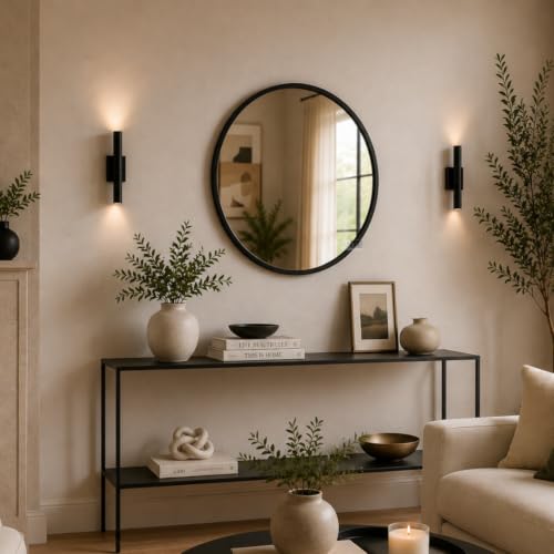 Image of Ali.G.I Round Wall Mirror, Modern Metal Framed Decorative Circle Vanity Mirror for Bathroom, Living Room, Bedroom & Entryway (Black 20 inch)