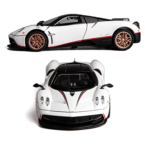 Image of DEUSON ECOM 124 Huayra Die Cast Metal Toy Car for Kids Metal Diecast Car Toy Pullback Sound and Light Openable Door