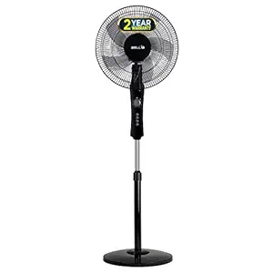 STORMP10B High Speed Pedestal Fan, 5 Leaf, 406mm, 2 hour Timer, Stand fan with Copper Motor (Black)