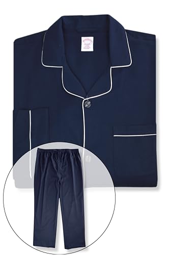 Brooks Brothers Mens Flannel Cotton Two Piece Pajama Shirt and Pants Lounge Set,2