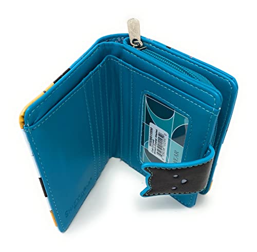 Shag Wear Kitty Cat Crowd Chic Small Animal Wallet For Women and Teen Girls Vegan Faux Leather Teal 4.5"3