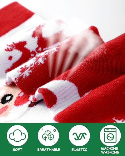 Croloose 6 Pairs Christmas Mismatched Crew Socks for Women Men Novelty Pattern Dress Casual Socks Holidays Funny Gifts for Xmas
