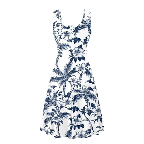 Image of Women Stylish Tank Dresses Sleeveless Round Neck Midi Casual Dress with Pocket for Summer