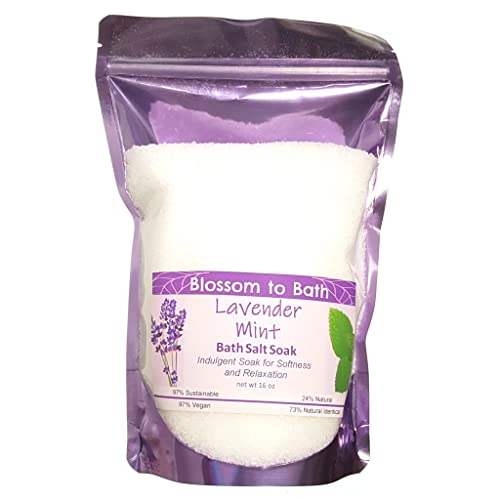 Lavender Mint Bath Salt Soak (16 Ounce) - Pure Essential Oil Fragrance - is Perfect for Full-Body Relaxation, Foot Soaks, and Ritual Baths with a Cheerfully Relaxing Scent