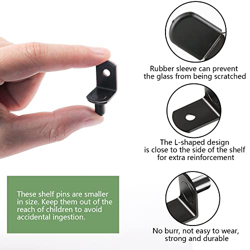 Black-50Pcs Plated Steel L-Shelf Support Pegs, 1/4" L-Shaped Bracket Style Cabinet Shelf Support Pegs With Rubber Sleeve, For Kitchens Support & Shelves #TOP2